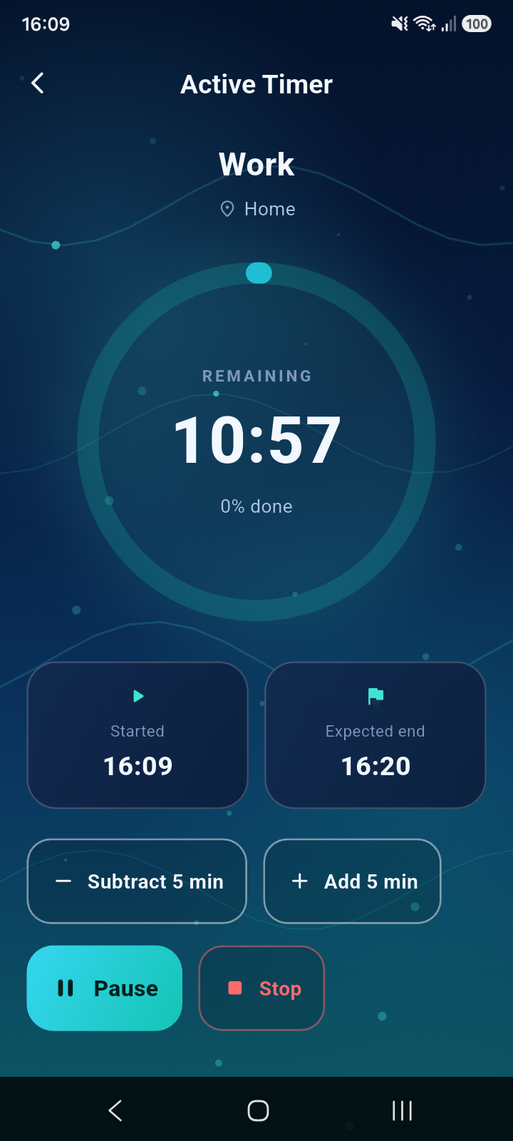 Timer Navigator active timer screen